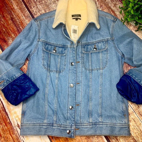 A.P.C Julien Faux Shearling-trimmed Denim Jacket - Picture 2 of 10